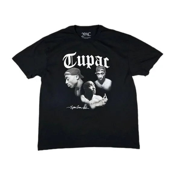 Mens 2Pac Tupac Shakur Graphic T Shirt Black XL Hip Hop Rap Tee - Picture 1 of 6